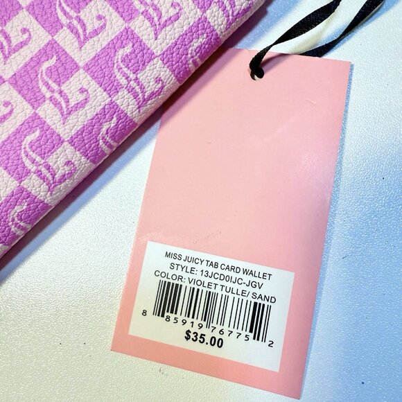 NWT Juicy Couture Miss Juicy Tab Card Wallet Violet Tulle Sand - Picture 9 of 9